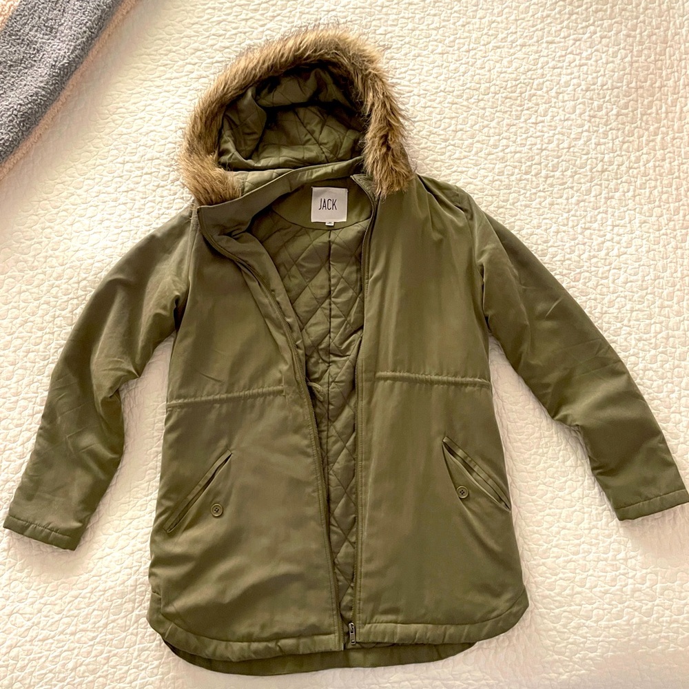 Jack by BB Dakota Ashland Drapey Microtwill and Fur Trimmed Hooded Coat